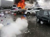 Загорелась машина из-за аварии на трассе Шымкент-Сарыагаш