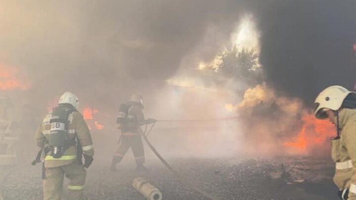 Пожар произошел во дворе дома в Шымкенте