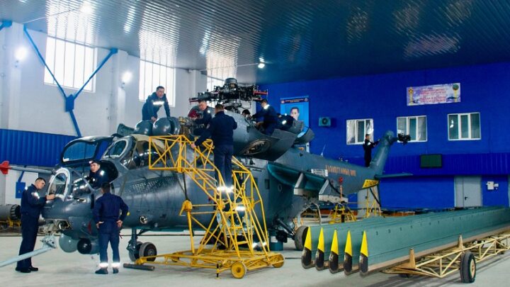 В авиации войсковой части 65229 проводятся 100 часовые регламентные работы на вертолете МИ-35М