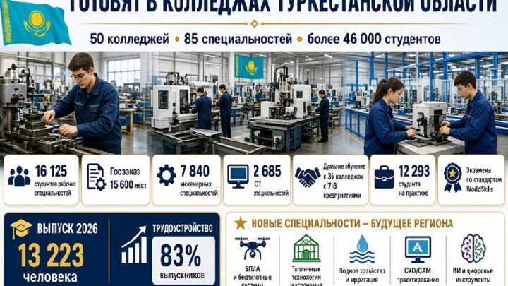 Квалифицированных рабочих для производств готовят в колледжах Туркестанской области